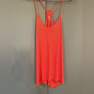 Stem orange and White Striped Racerback Tank